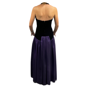 Velvet Halter Gown, with Purple Skirt